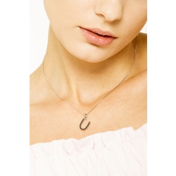 18k white gold letter U with black diamonds 2