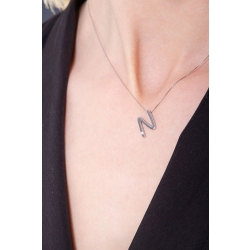 18k white gold letter N with solitaire diamond 2