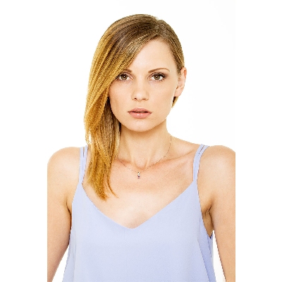 18k white gold pendant with amethyst and round cut diamonds