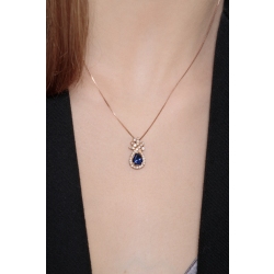 18k rose gold blue sapphire pendant with round cut diamonds 2