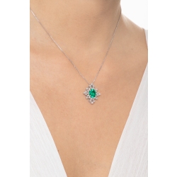 Oval emerald pendant with wire setted diamond 2