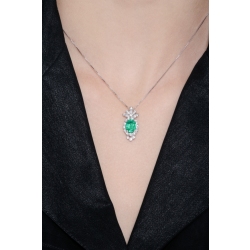 Fancy oval emerald and diamond pendant 2