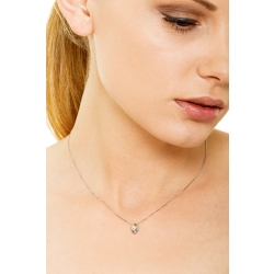 18k white gold solitaire necklace with drop shaped bezel and diamond 2