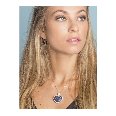 Heart pendant with blue sapphires and diamonds