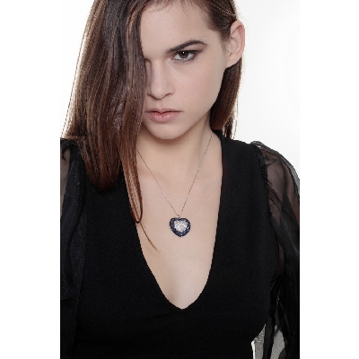 Diamond and sapphire heart shape pendant