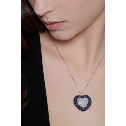 Diamond and sapphire heart shape pendant 2