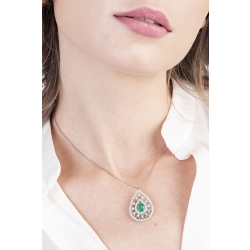 White gold 18k pendant with emerald and diamonds  2