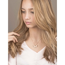18k rose gold butterfly pendant with diamonds 2