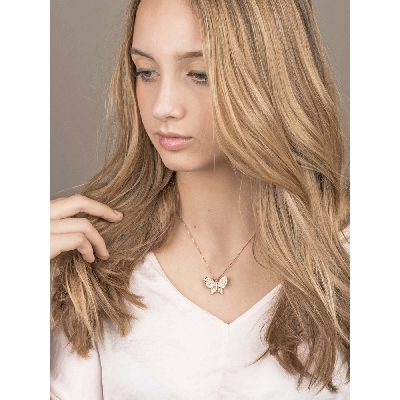 18k rose gold butterfly pendant with diamonds