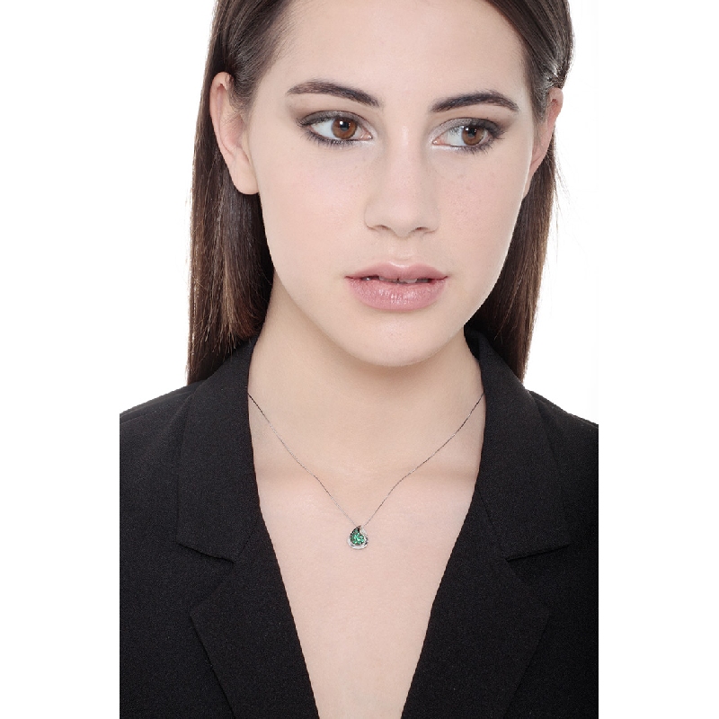 Fancy pendant with emeralds pavé on burnished gold