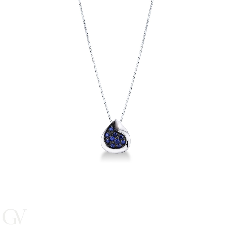 Fancy pendant with sapphires on burnished top