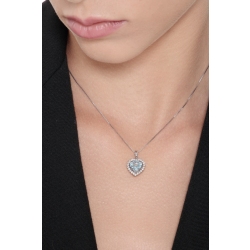 Necklace with pendant, heart cut aquamarine and diamonds 2