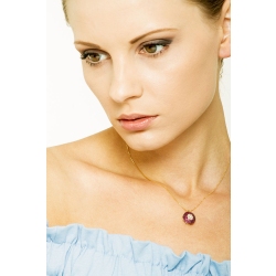 18k yellow gold necklace with pavè pendant, rubies and diamonds 2