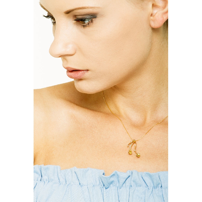 Branches pendant in 18k yellow gold with citrine and diamonds