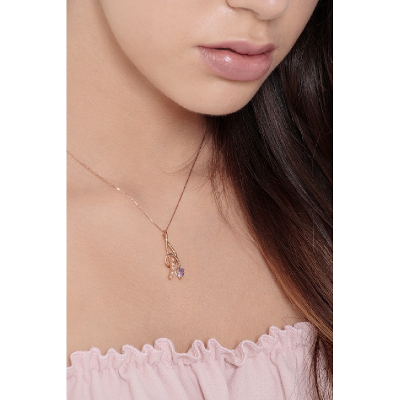 18k rose gold Fancy pendant with amethyst and diamonds