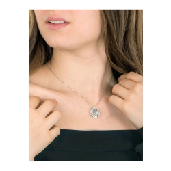 Necklace with pendant, pear cut aquamarine and a fancy crown of diamonds 2