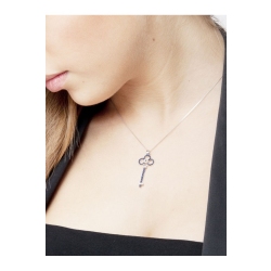 Burnished Key pendant with diamonds and sapphires 2