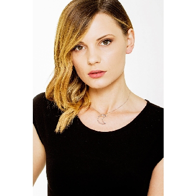 Half moon pendant with diamonds