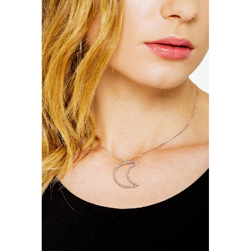 Half moon pendant with diamonds