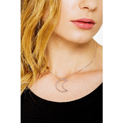 Half moon pendant with diamonds