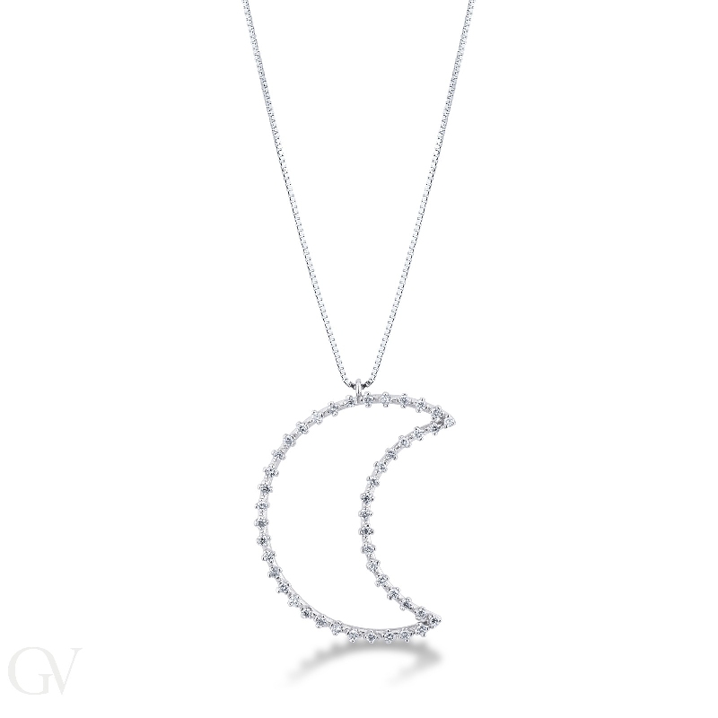 Half moon pendant with diamonds