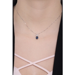 White gold 18k pendant with diamonds and a oval blue sapphire 2