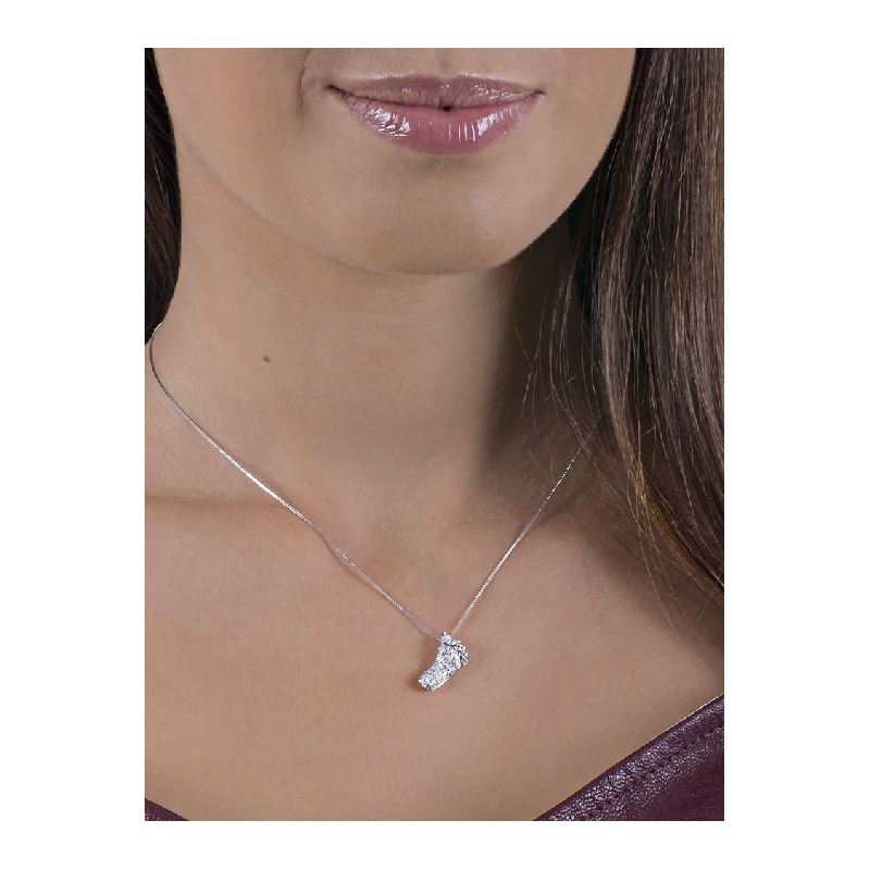 White gold 18k necklace with little foot in diamonds 