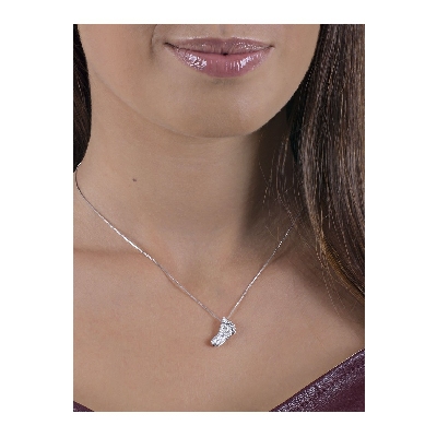 White gold 18k necklace with little foot in diamonds 