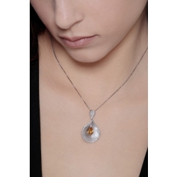 18k white gold fancy pendant with diamonds and citrine 2