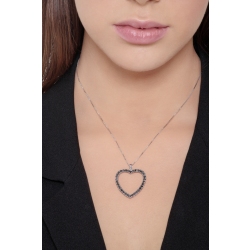 Heart silhouette pendant with black diamonds 2