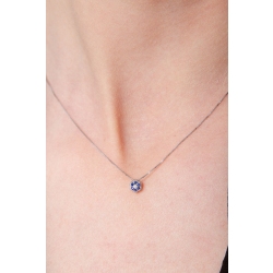 Little flower pendant in 18k white gold with diamonds and sapphires 2