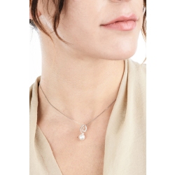 18k white gold necklace with spiral pendant with pearls and diamonds  2