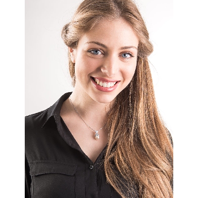 Necklace in 18k white gold with pearl and diamonds