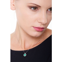 Necklace with pendant, central oval emerald  and  a row of diamonds 2