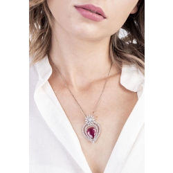18k white gold elegant pendant with central ruby and diamonds 2