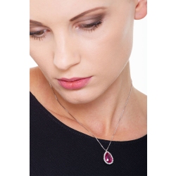 Necklace with pendant, pear cut ruby and diamonds 2