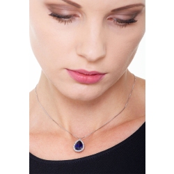 Necklace with pendant, central pear shaped sapphire and diamonds 2