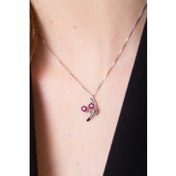 18k white gold pendant with 2 wires, rubies and diamonds 2