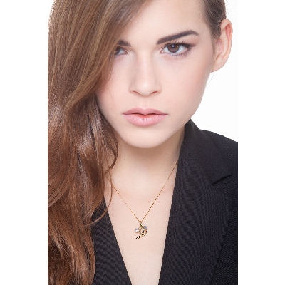 18k yellow gold pendant with 2 wires and diamonds