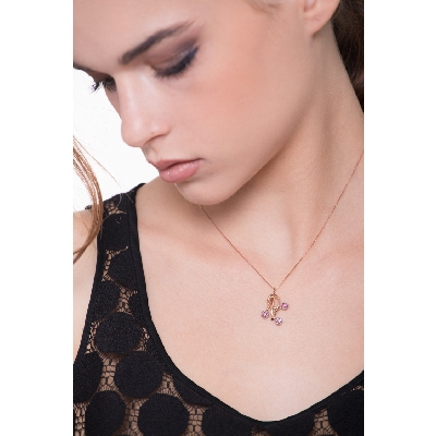 18k rose gold fancy pendant with rubies