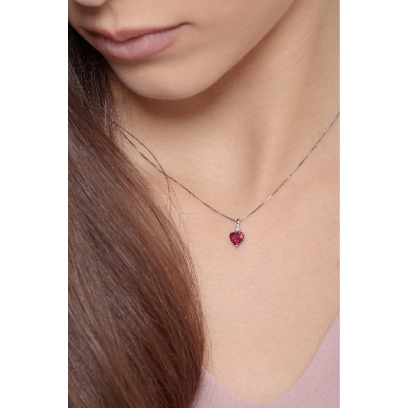 Diamond and heart shape Ruby pendant