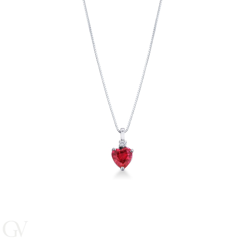 Diamond and heart shape Ruby pendant