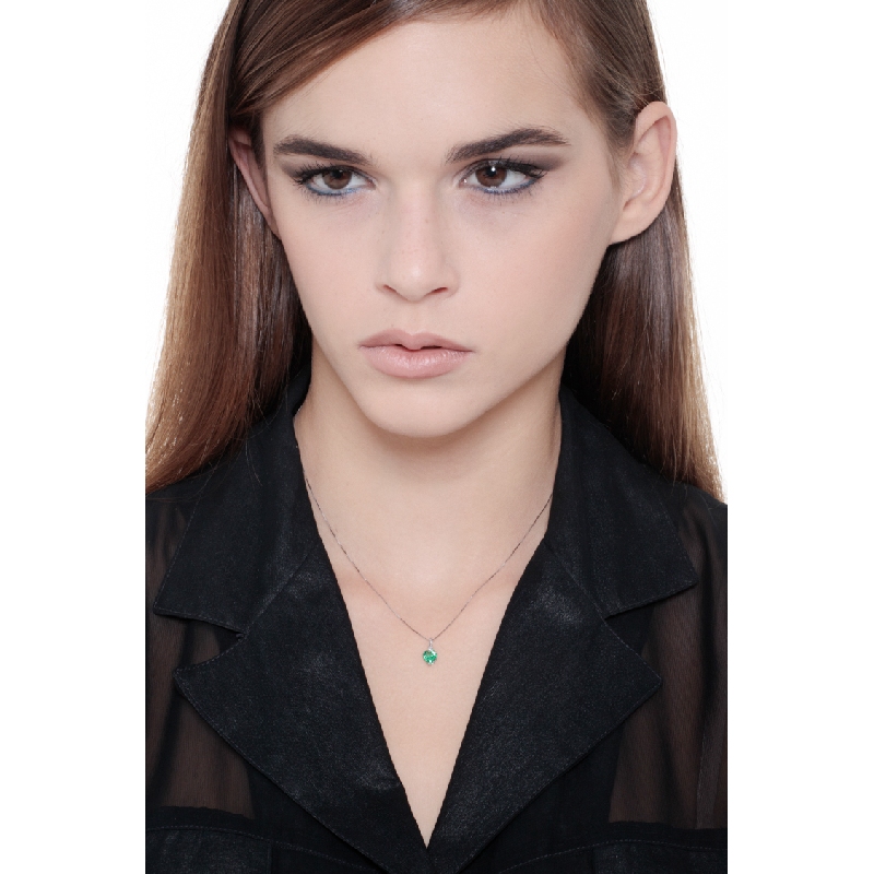 Heart shape emerald and diamond pendant