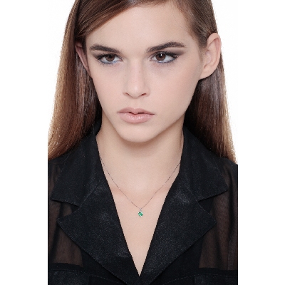 Heart shape emerald and diamond pendant