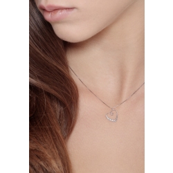 18k white gold heart pendant with a row of diamonds 2