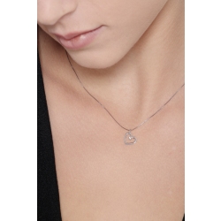 White gold 18k necklace with heart pendant and one diamond  2