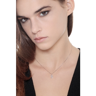 White gold 18k necklace with girl silhouette and one diamond