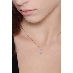White gold 18k necklace with girl silhouette and one diamond 2