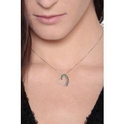 Heart shape pendant with diamonds and a row of emeralds 2