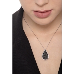 18k white gold drop shape pendant with black and white diamonds 2